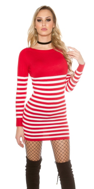 sweater/dress striped with buttons Red